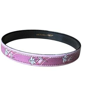 Michaela Frey Vintage Pink White Enamel Bangle Bracelet Art Deco